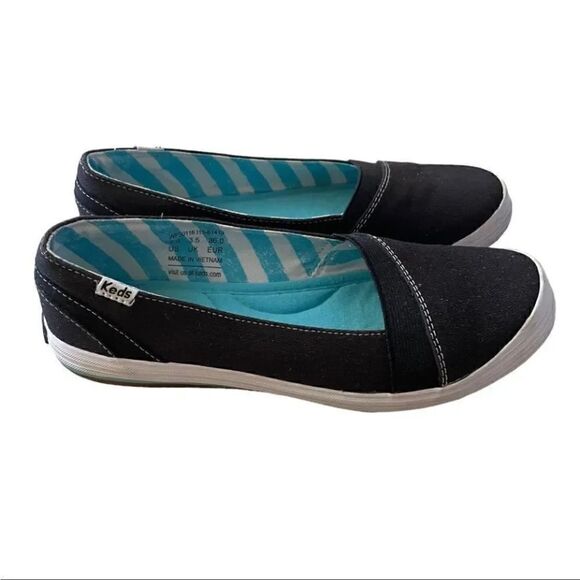 Keds Black Slip On Canvas Ortholite Flats Woman's Comfortable Shoes SZ 6 - Picture 2 of 10
